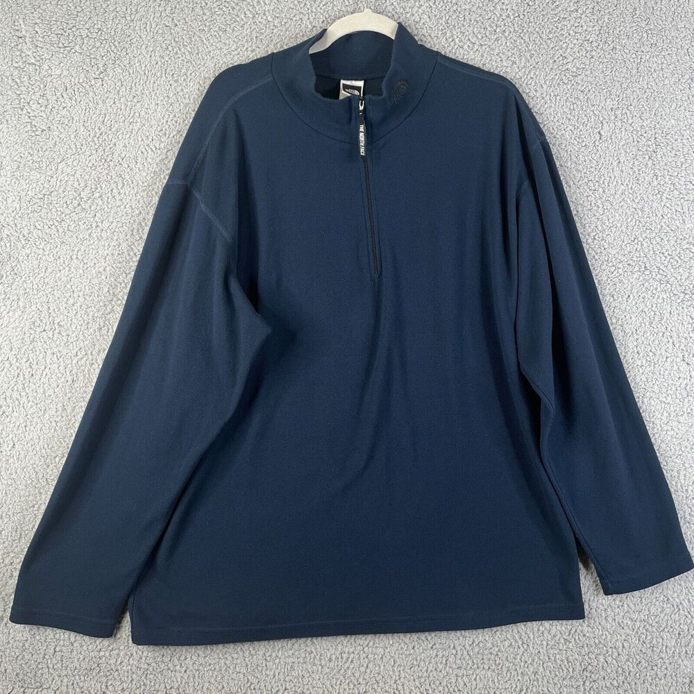 THE NORTH FACE Jacket Mens XL Blue 1/4 Zip Long Sleeve Sweater Logo Golf